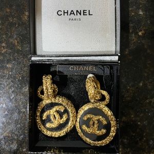 Authentic Chanel clip-on earrings 1993 with original tag attached